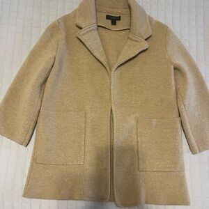 J. Crew 365 Sophie Open Front Sweater Blazer Tan Merino Wool Blend Small